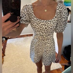 Lavender Brown Leopard Print Romper
